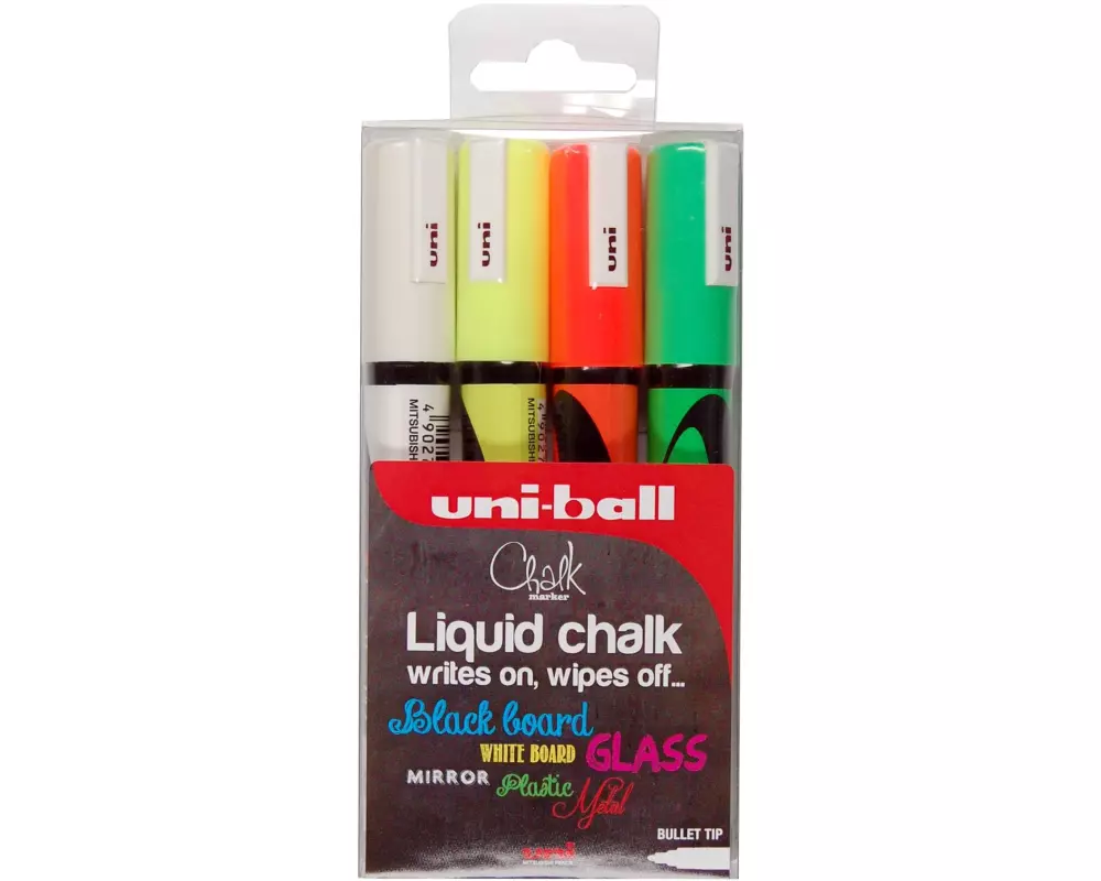 Uni Kreidemarker 4er-Etui, Mehrfarbig