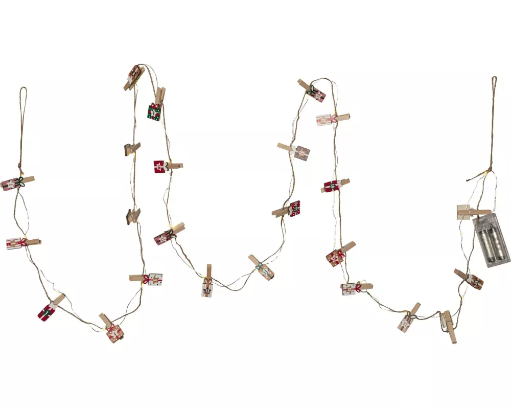 Star Trading Lichterkette Clippy Advent IP20, Warmweiss