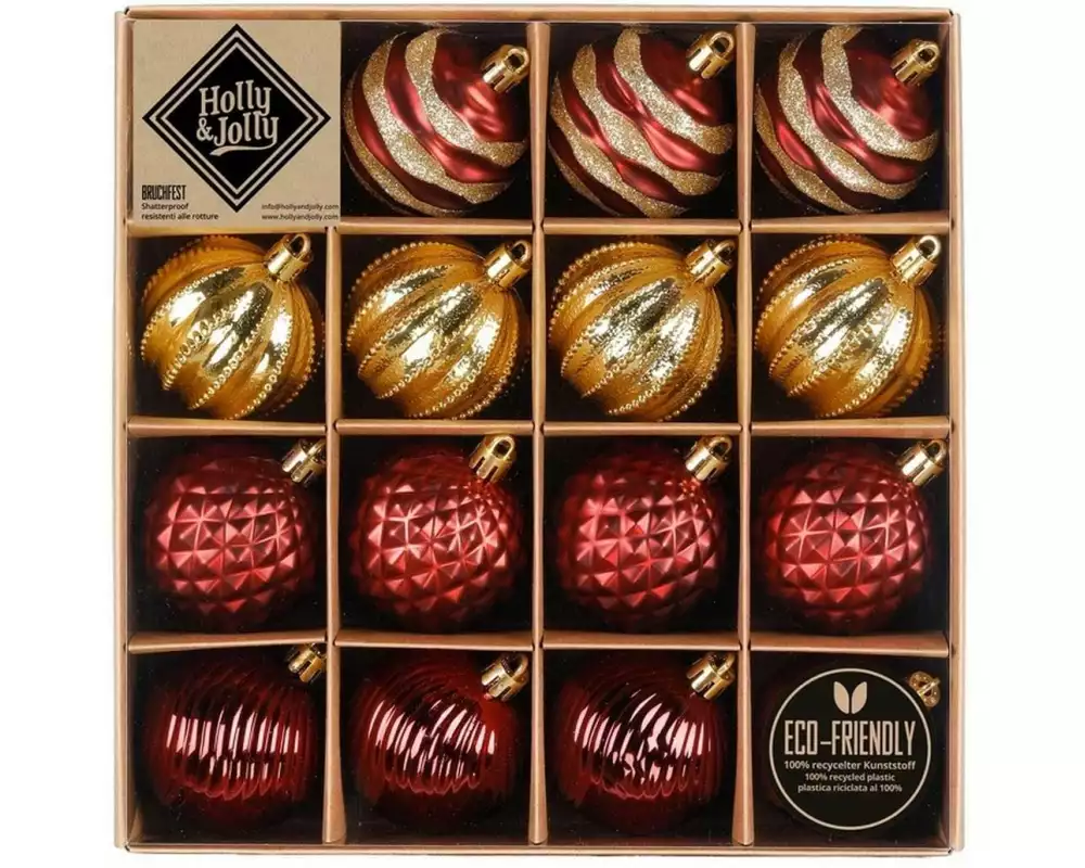 Holly & Jolly Weihnachtskugel Moreelo Cherry 16 Stück, 6 cm