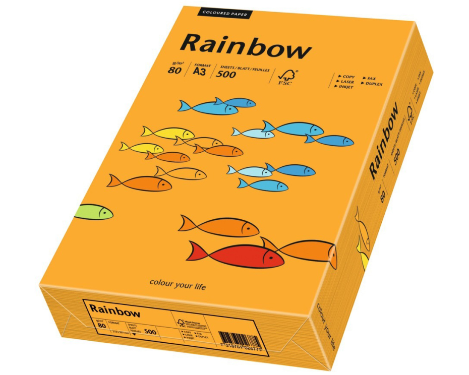 RAINBOW Papier orange/24 A3 88042434 FSC, 80g 500 Blatt