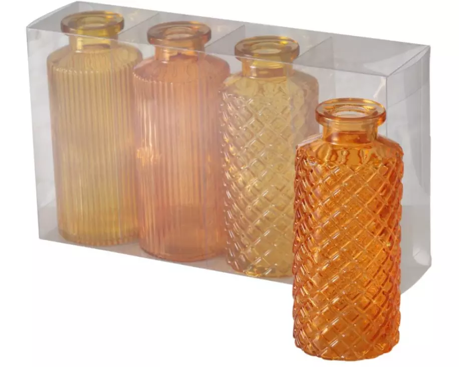 Boltze Vase Panja 4 Stück, 14 cm, Orange
