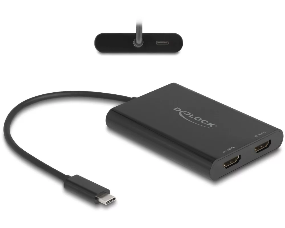 Delock Multiadapter USB-C zu 2 x HDMI 4K 60Hz Schwarz