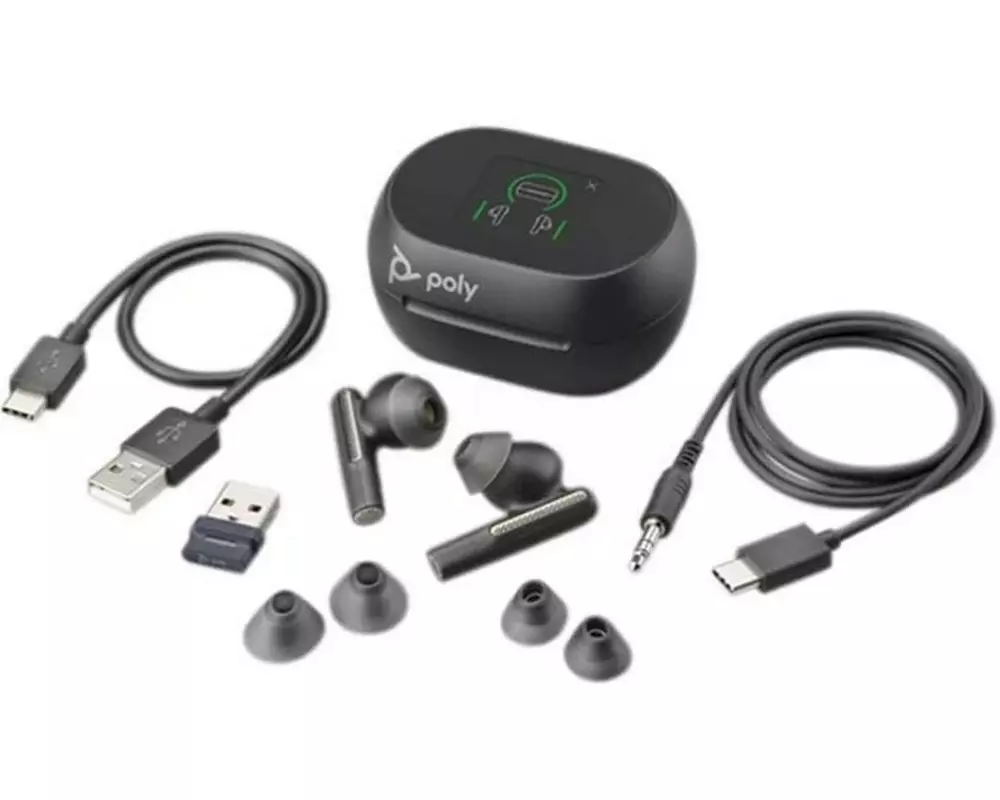 Poly Headset Voyager Free 60+ UC USB-A, Schwarz