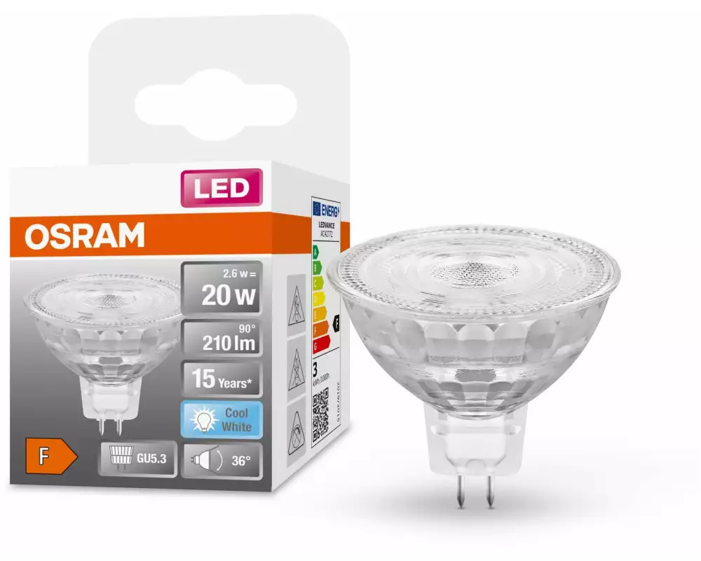 OSRAM Lampe Superstar Mr 16 20 36 °, 2.6W, GU5.3, Neutralweiss