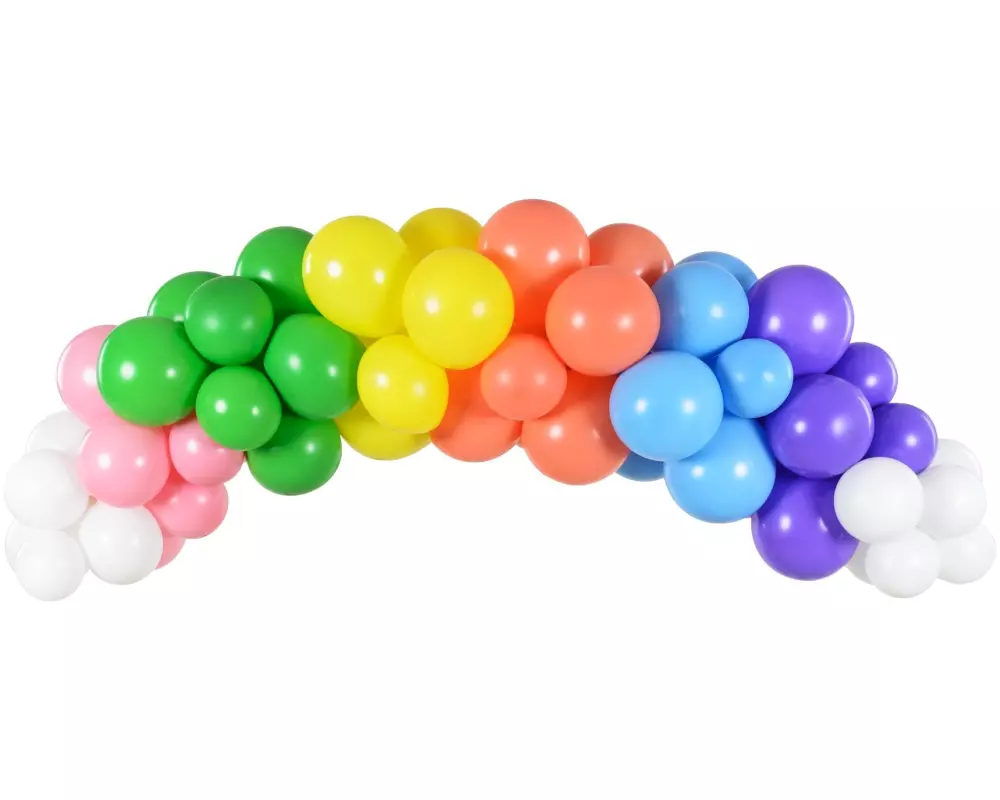 Partydeco Luftballon Girlande Regenbogenfarbig 2 m, 60 Ballons