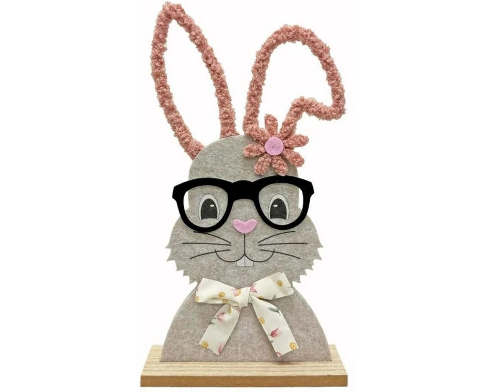 Dameco Hase mit Brille Grau, Rosa