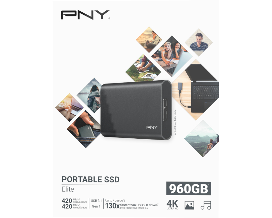 PNY Elite USB 3.1 Gen1 960GB PSD1CS1050-960-FFS Portable SSD dark-grey