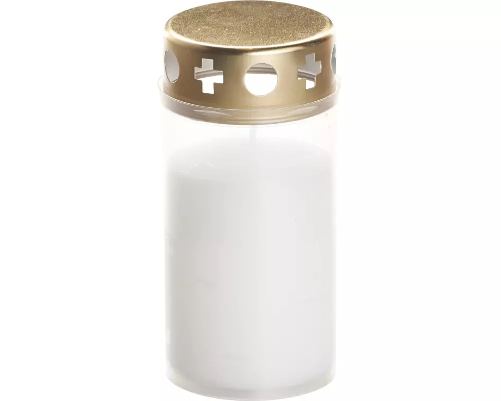 balthasar Grabkerze Weiss mit Deckel