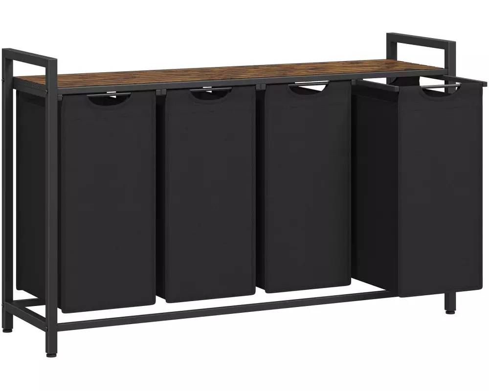 VASAGLE Wäschekorb mit Ablage 140 l, Schwarz