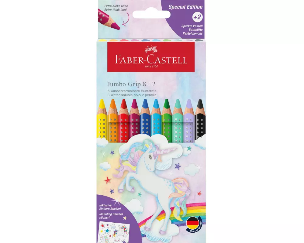 Faber-Castell Farbstifte Jumbo Grip Set 8+2 Kartonetui, dreieckig
