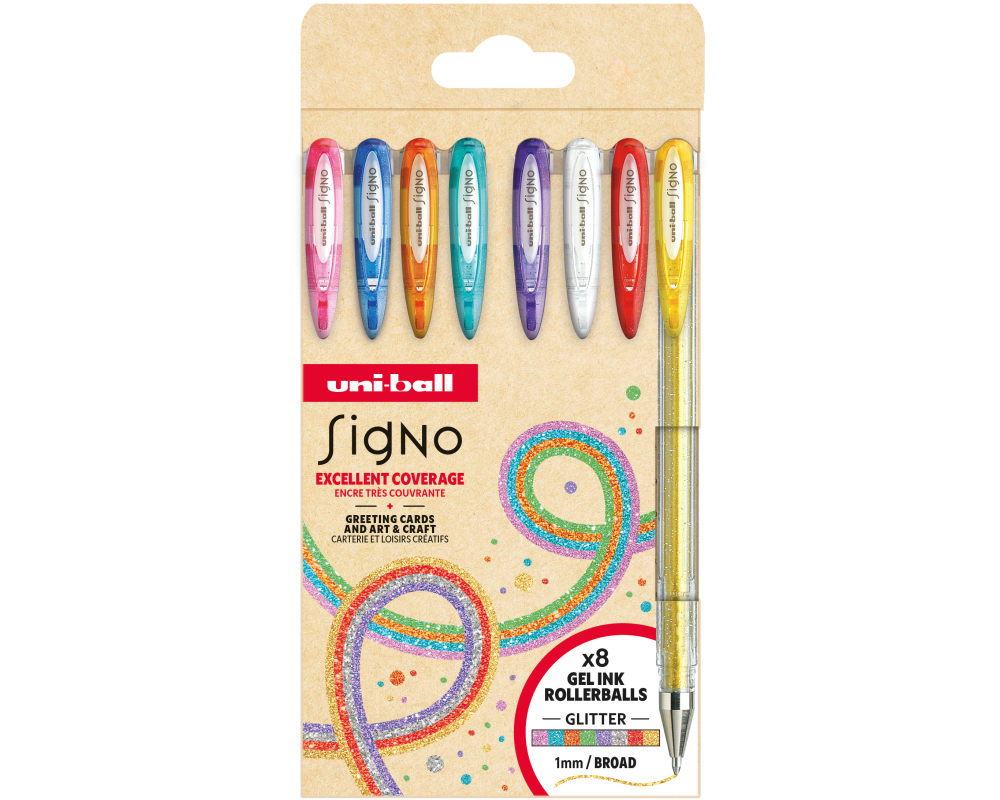 UNI-BALL Gelroller Signo Sparkling 1mm UM-120SP 8P 8 Farben