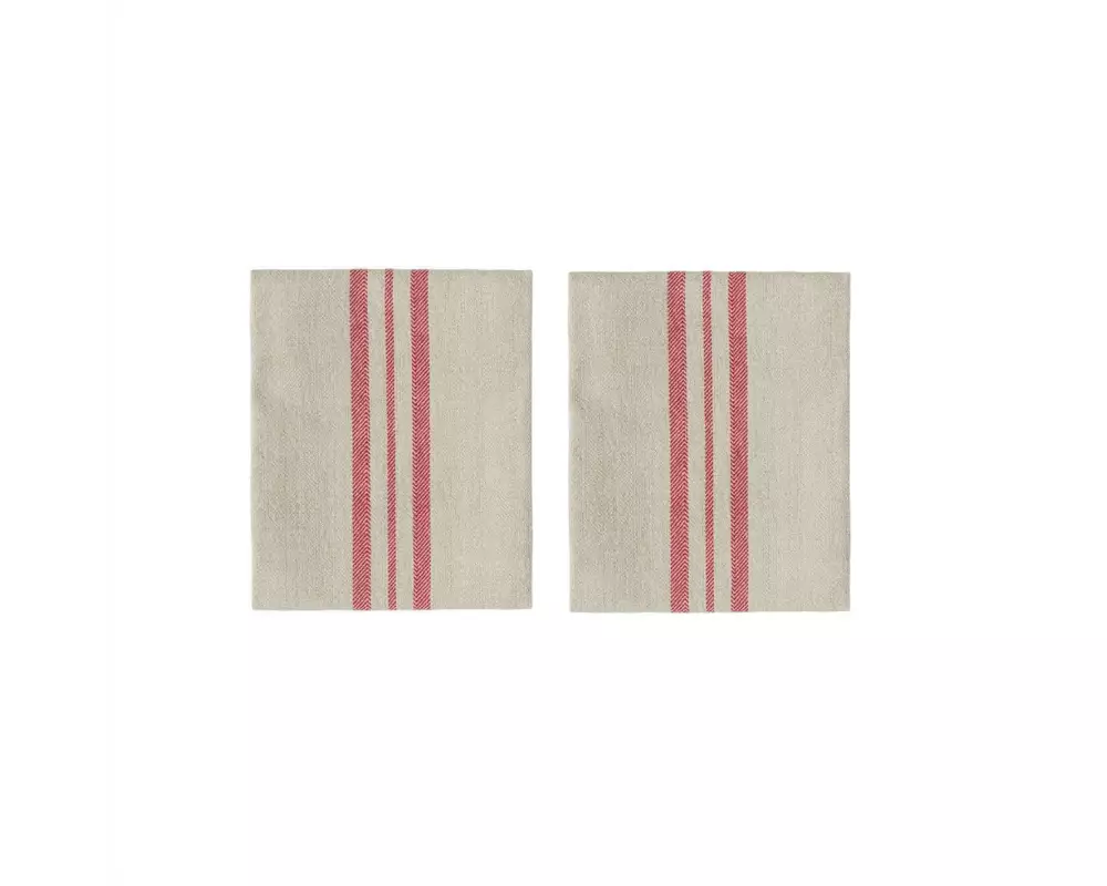 OYOY Stoffserviette Linu 45 cm x 45 cm, 2 Stück, Beige/Rot