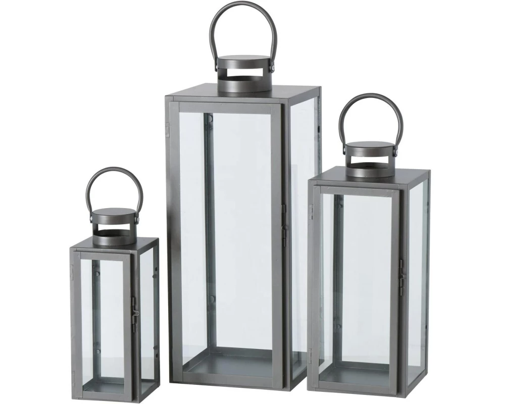 Boltze Laterne Arana 3-teilig, Silber/Transparent