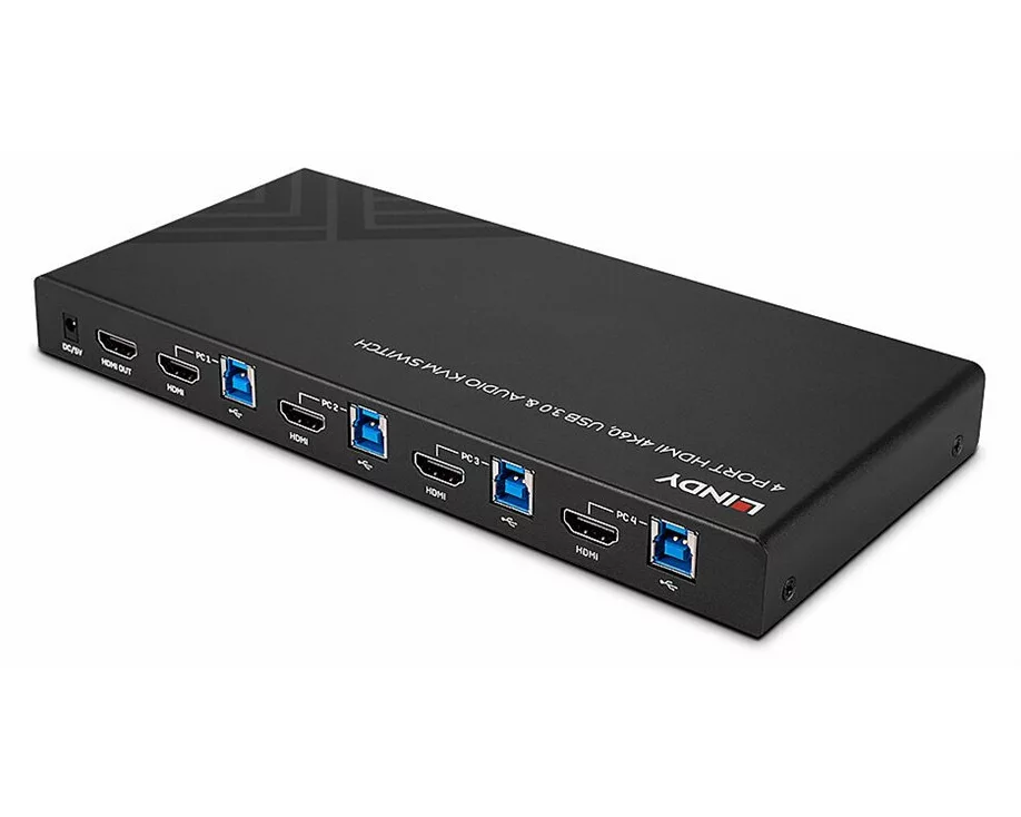 LINDY KVM Switch HDMI 4K60, USB 3.0 & Audio, 4 Port