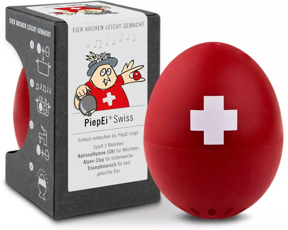 PiepEi Küchentimer Singende Eieruhr Swiss, Rot / Weiss