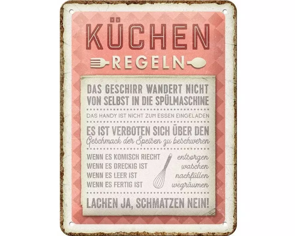 Nostalgic Art Schild Küchen-Regeln 15 x 20 cm, Metall