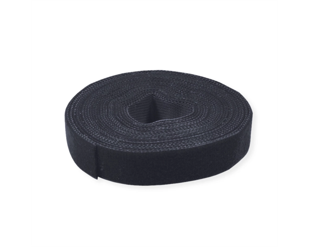 VALUE Klettband auf Rolle, 10mm, schwarz, 25 m
