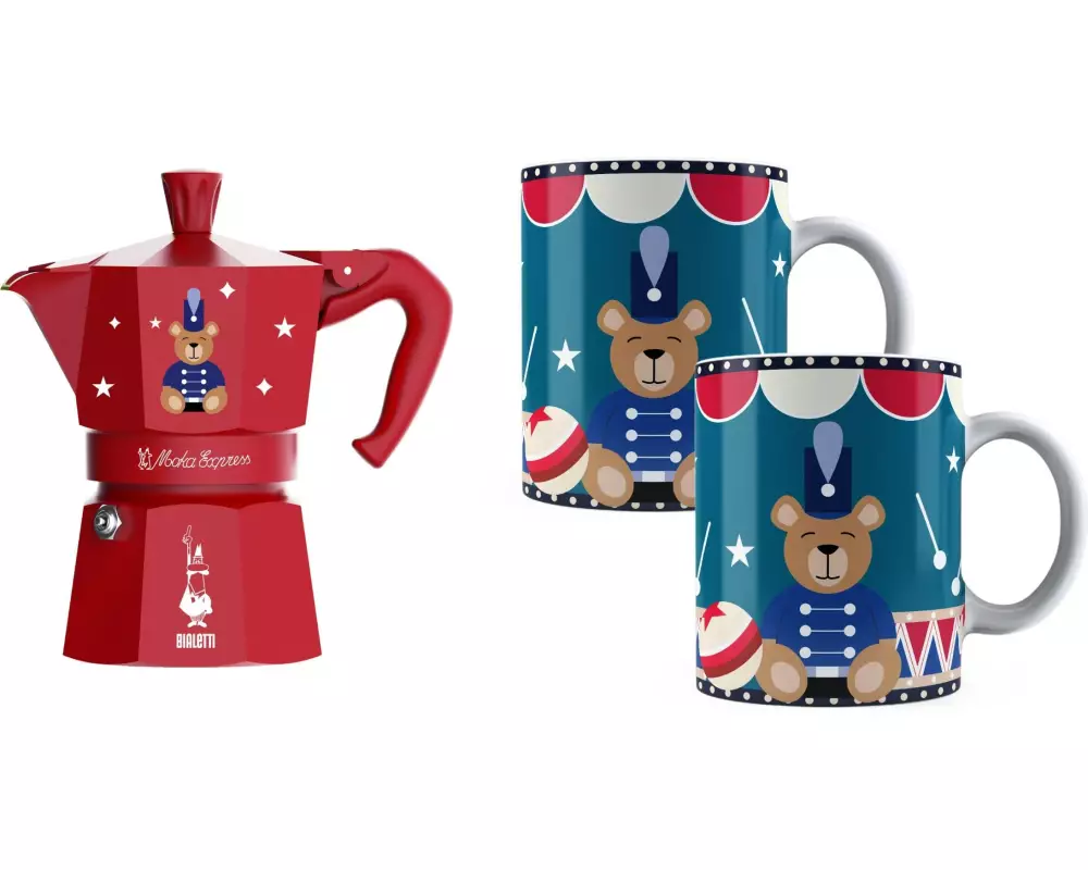 Bialetti Moka Express 6 Tassen, Rot/Blau