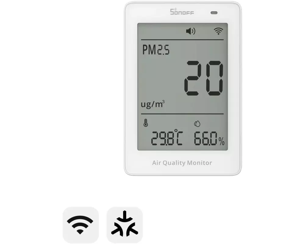 SONOFF Luftqualitätsmonitor PM2.5 PM10 USB-C Wi-Fi Matter Weiss
