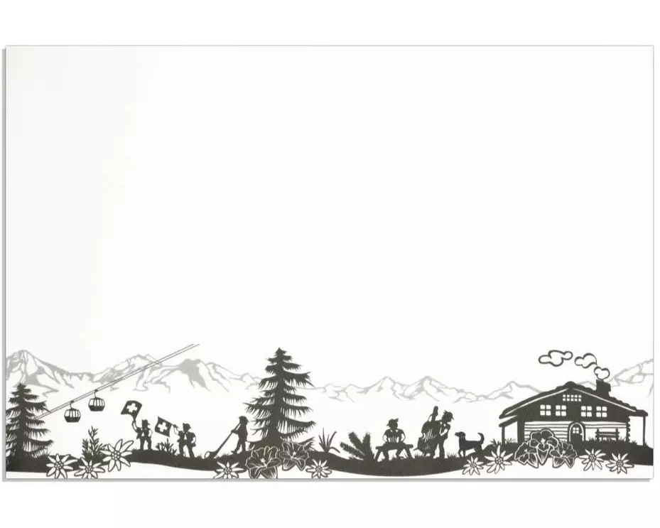 Nouvel Alpfest Scherenschnitt 30 cm x 45 cm, Schwarz/Weiss