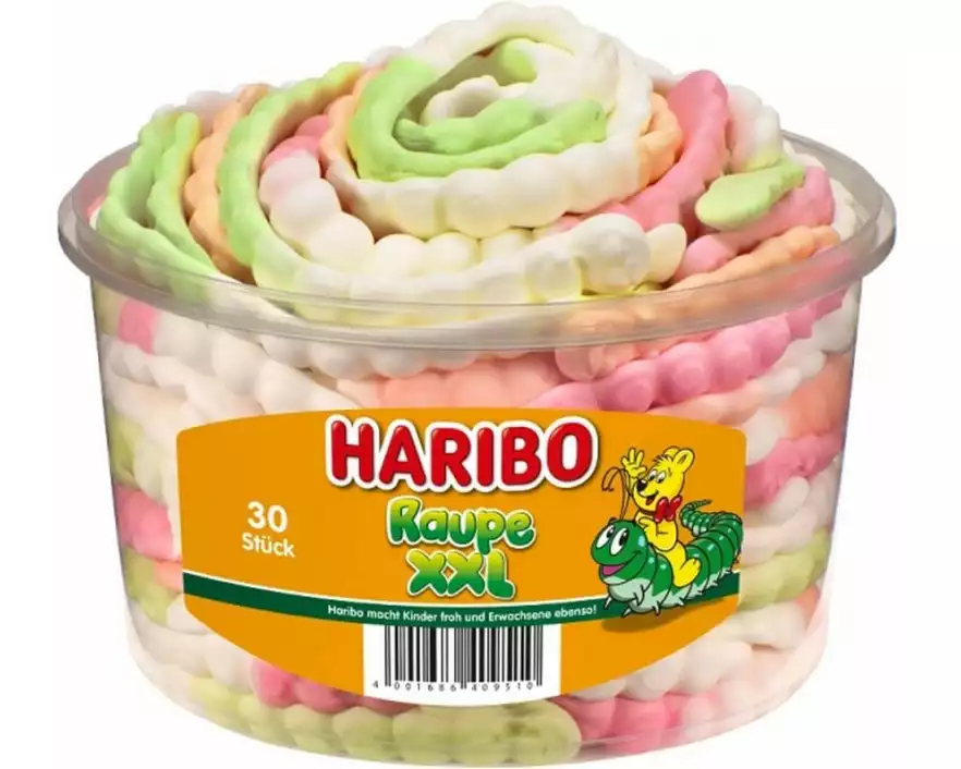Haribo Int. Gummibonbons Dose Raupe XXL 960 g