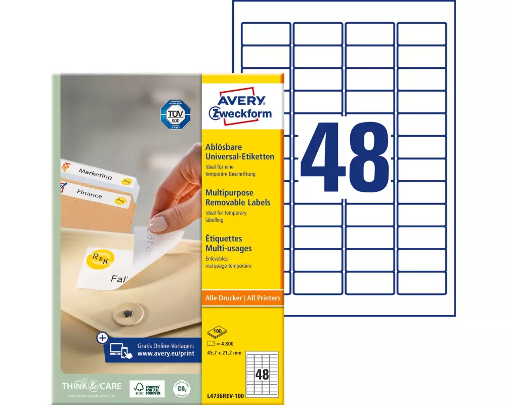 Avery Zweckform Universal-Etiketten L4736REV 45.7 x 21.2 mm, 10 Blatt
