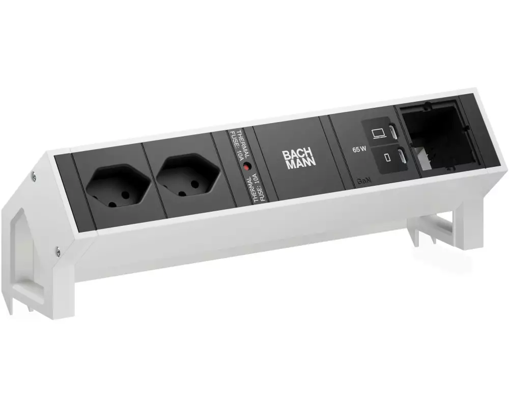 Bachmann Tischsteckdosenleiste DESK2 2xT13 1xUSB C/C 65W 1xCM weiss