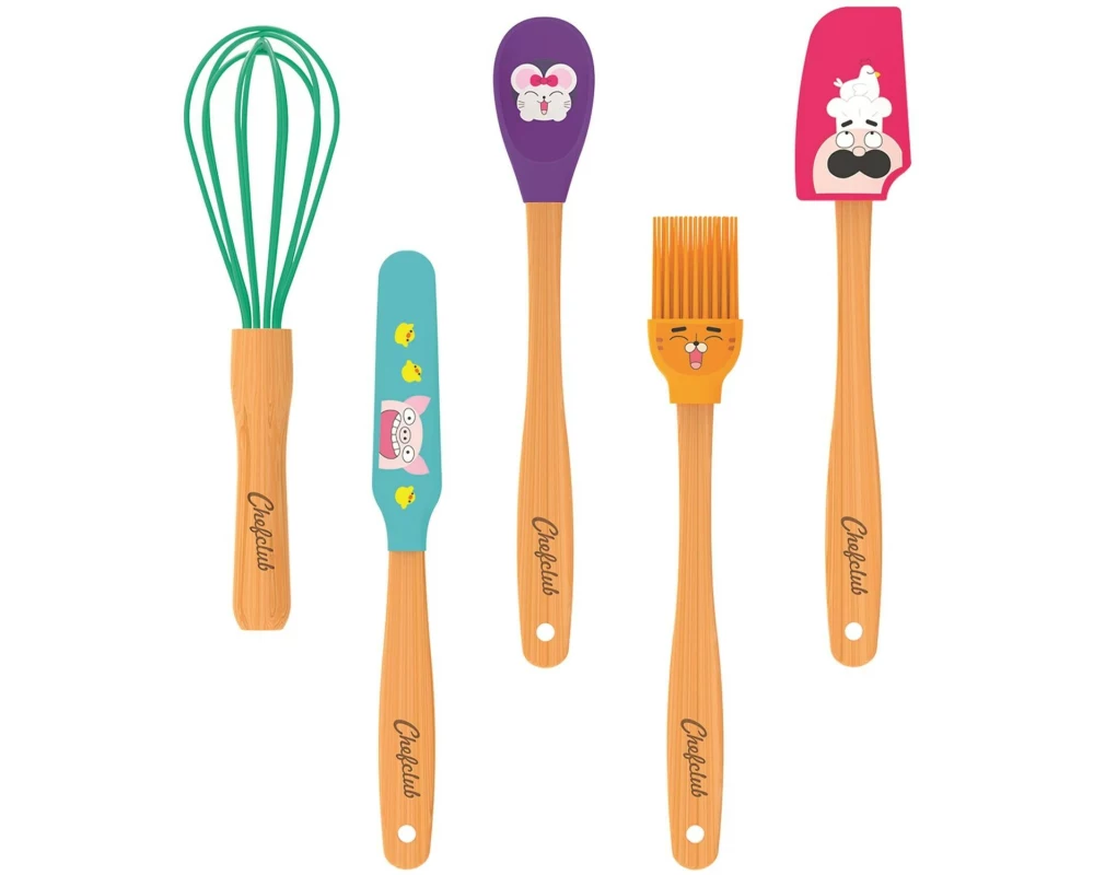 Chefclub Kinderrührlöffel Mini-Utensilien 5-teilig, Mehrfarbig