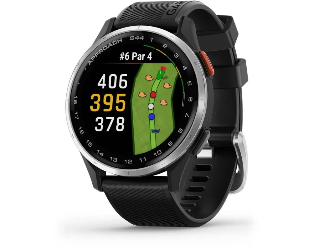 GARMIN GPS-Sportuhr Approach S44 schwarz/silber, Band, 20mm