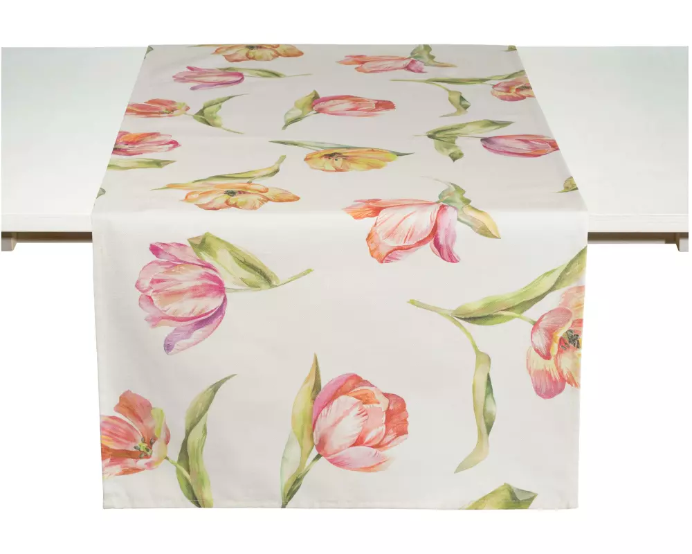 Pichler Läufer Tulips mehrfarbig 50 cm x 150 cm, Beige/Rosa