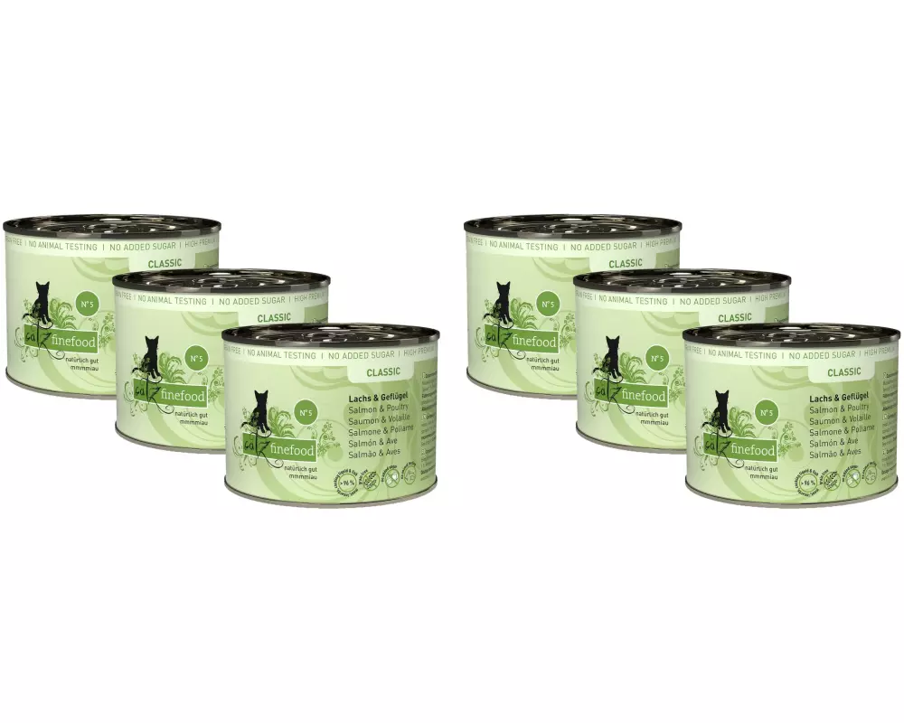 catz finefood Nassfutter No.05 Lachs & Geflügel, 6 x 200 g
