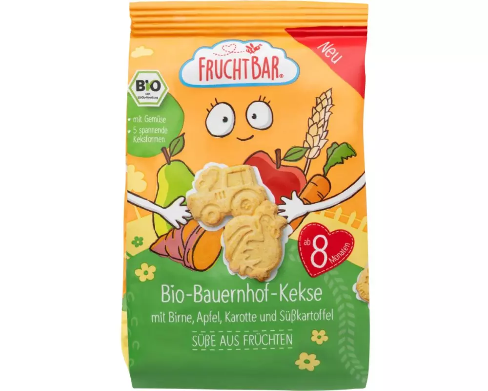 Fruchtbar Bauernhof-Kekse Bio Birne Apfel Karotte Süsskartoffel 100 g
