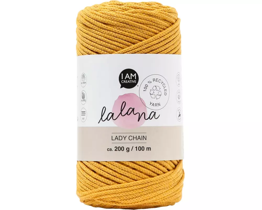 lalana Wolle Lady chain 200 g, Senfgelb