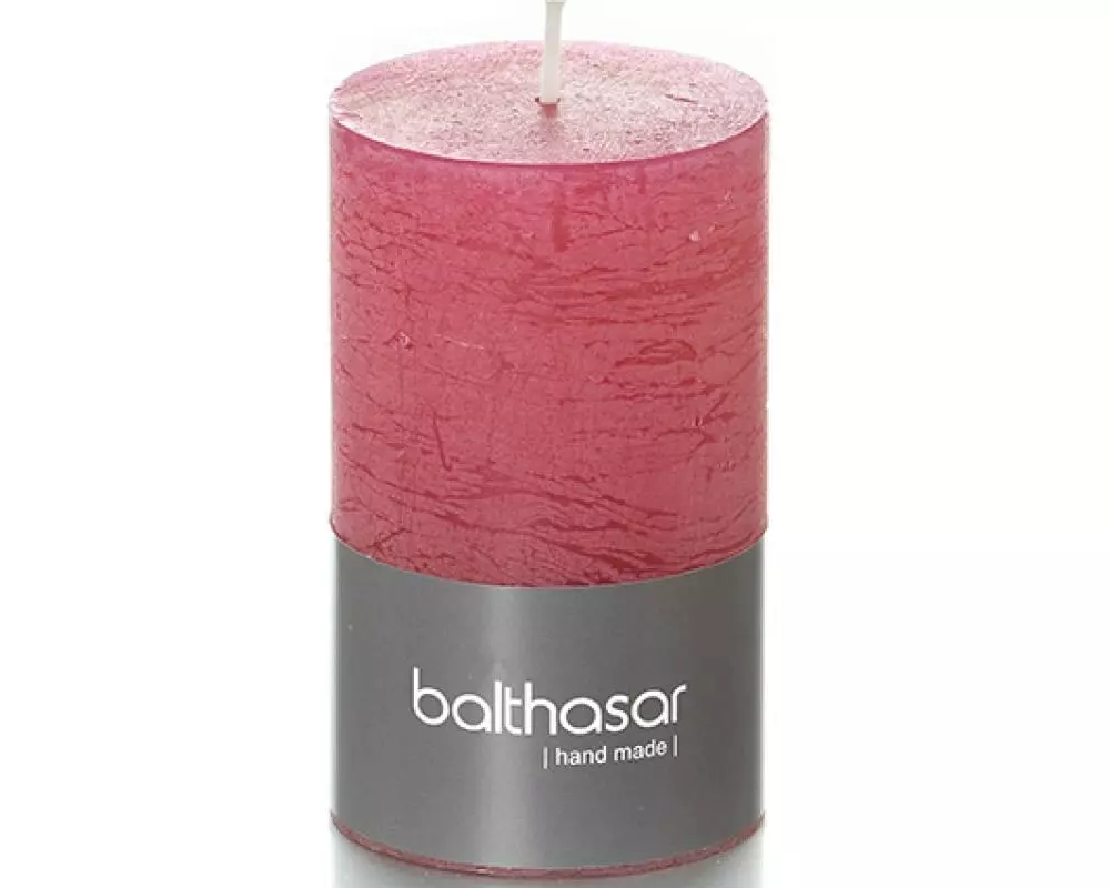 balthasar Raureifkerze Rustico 10 cm x 6 cm, Himbeer/Rosa, 1 Stück