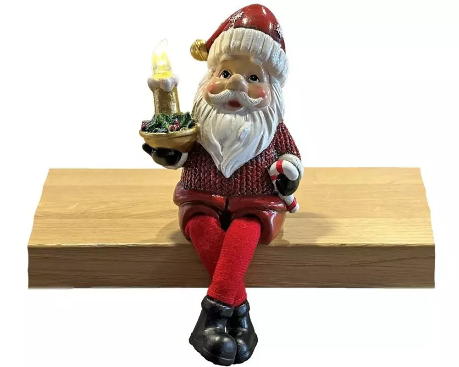 Dameco LED-Figur Santa Kantenhocker, Polyresin, 7 x 10 x 13.5 cm