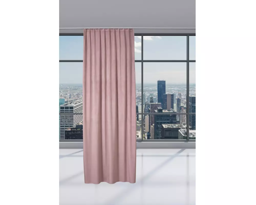 Casa Leon Nachtvorhang mit Faltenband Samt 140 x 245 cm, Rosa