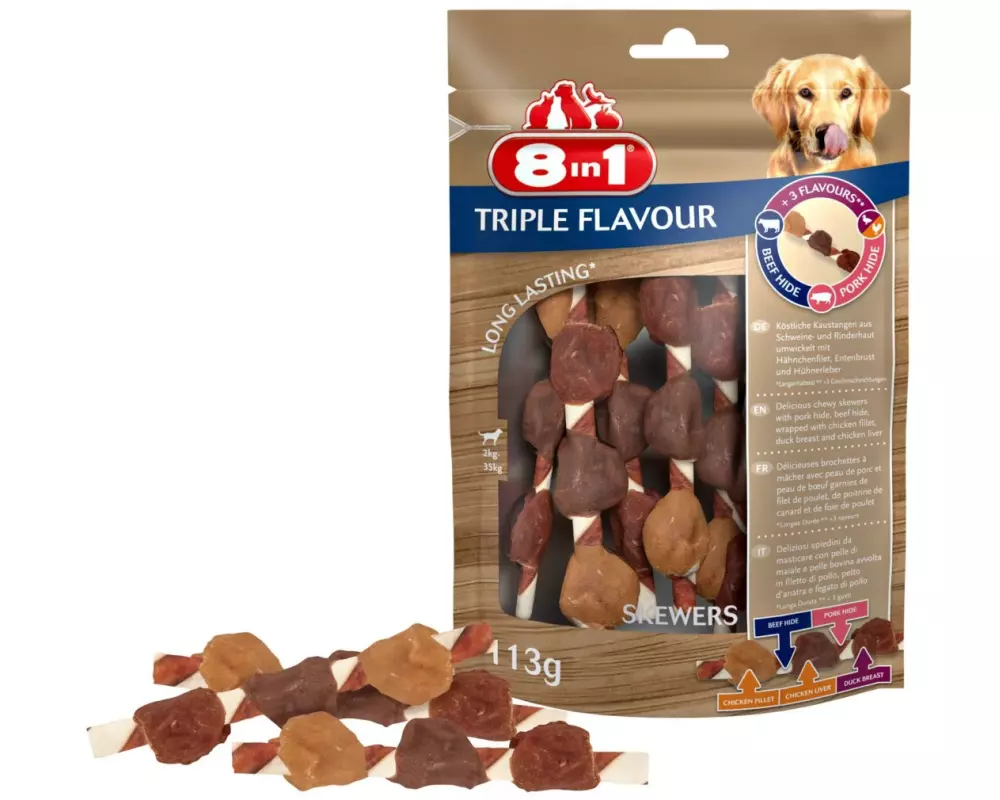 8in1 Kausnack Triple Flavour Skewers, 6 Stk., 113 g