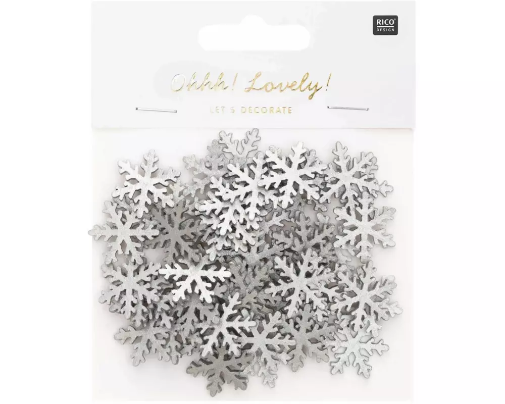 Rico Design Streudeko Schneeflocke 48 Stück, Silber