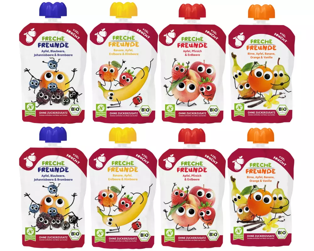 Freche Freunde Quetschie Probierpaket fruchtig, 8 x 100 g