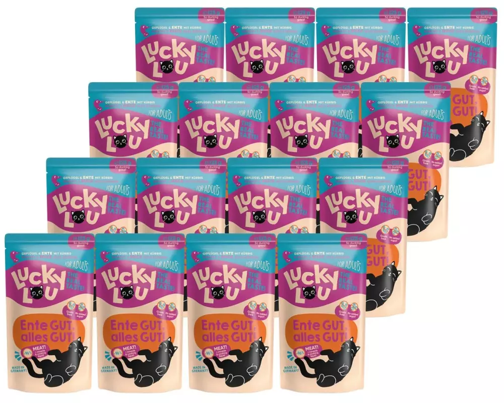 Lucky Lou Nassfutter Lifestage Adult Geflügel & Ente, 16 x 125 g