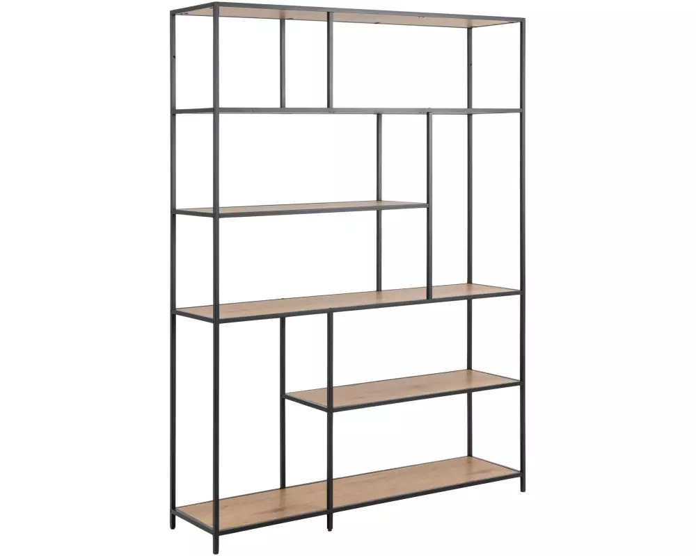 AC Design Regal Seaford 135 x 35 x 185 cm, Eiche/Schwarz