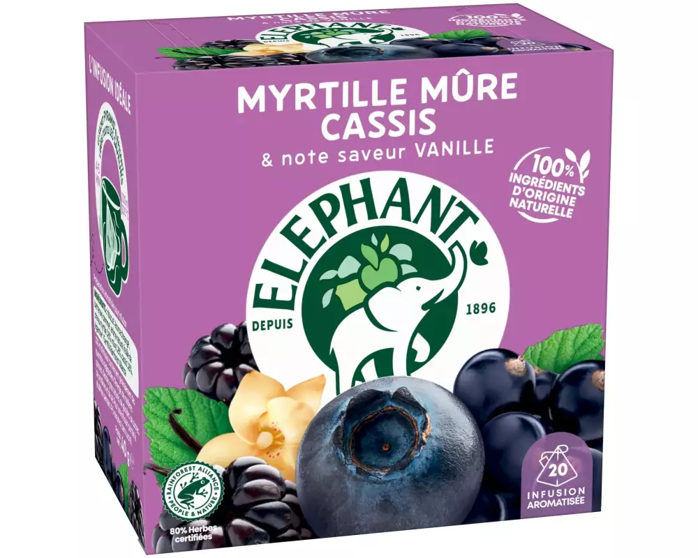 Eléphant Teebeutel Infusion Myrtille Múre Cassis 20 Stück
