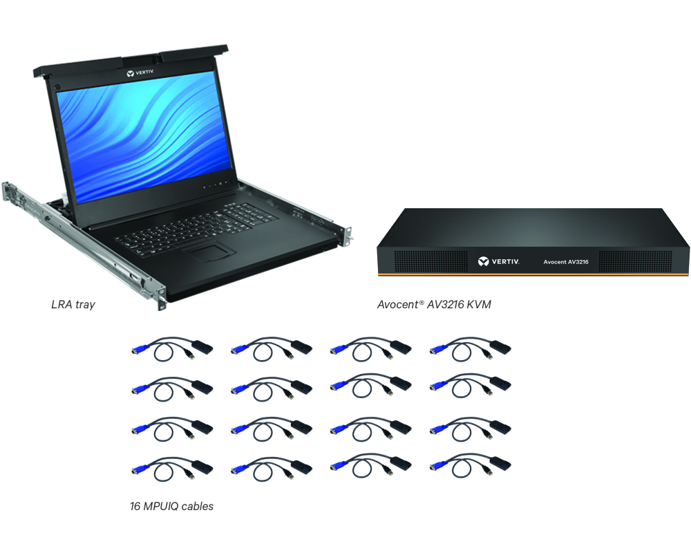 Vertiv Avocent LRA185KMM16D-001 Konsolenregal 48,3 cm (19") 1366 x 768 Pixel Kunststoff, Stahl Schwarz 1U