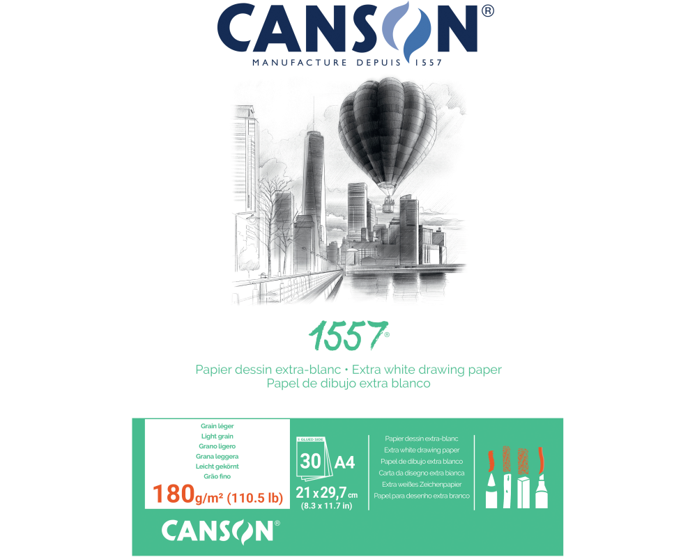 CANSON Skizzenblock 1557 A4 204127414 30 Blatt, geleimt, 180g