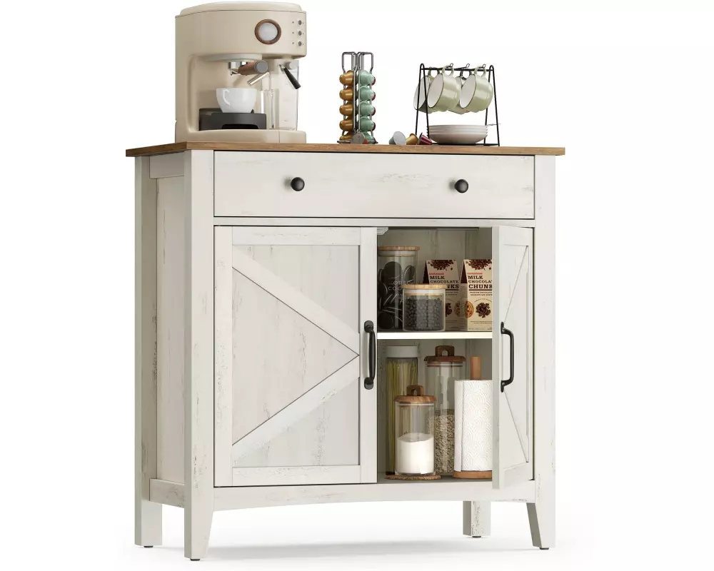 VASAGLE Kommode 80 x 80 cm, Beige/Weiss