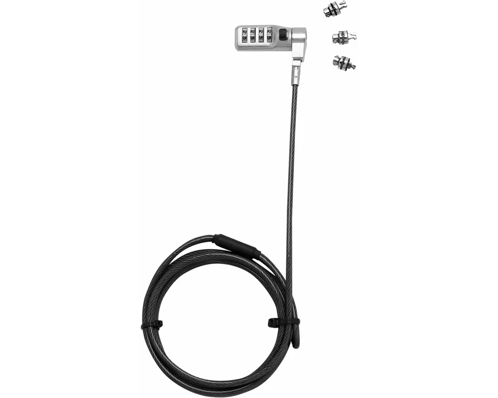 DICOTA Universal Security Cable Lock, 3 Exchangeable heads fits all slots, preset code