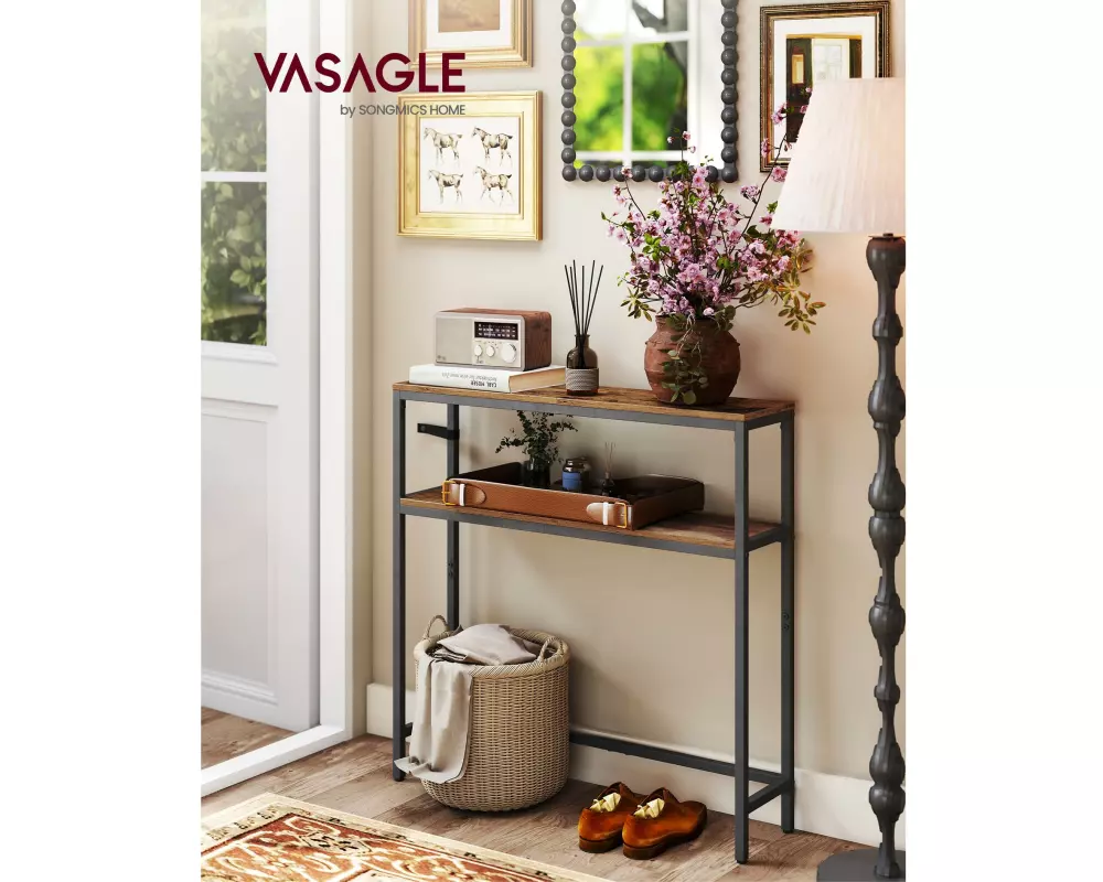 VASAGLE Konsolentisch 80 x 80 cm, Schwarz/Braun