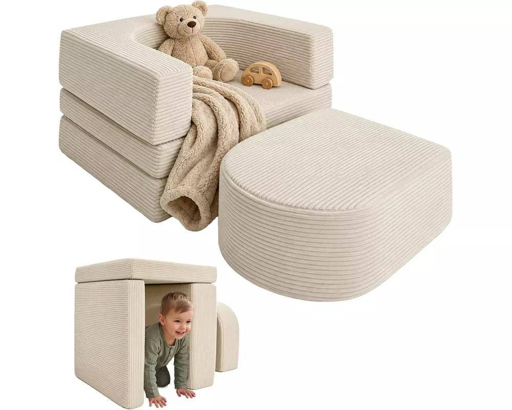 relaxdays Kindersessel Modular 4-teilig, Beige