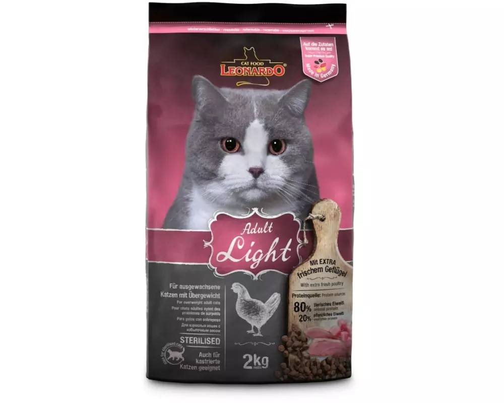 Leonardo Cat Food Trockenfutter Adult Light, 2 kg