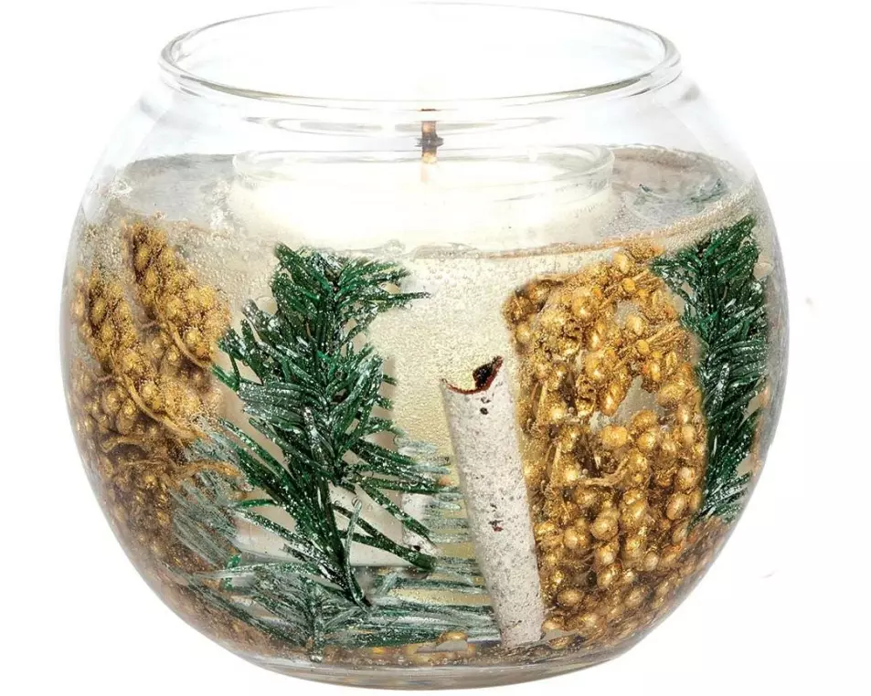 Stoneglow Weihnachtskerze Frosted Wood rund, Transparent